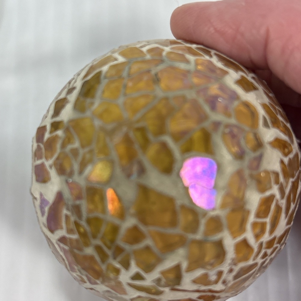 Multi Colored Mosaic Crackle Glass Egg Iridescent Ocean Spring Beach Pastel - Picture 13 of 14